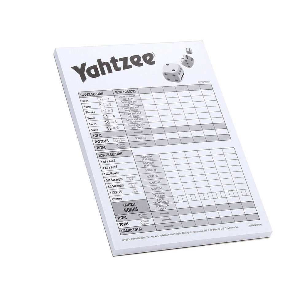 yahtzee score cards printable