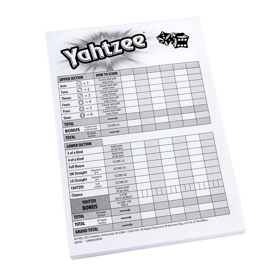 yahtzee score sheet free printable