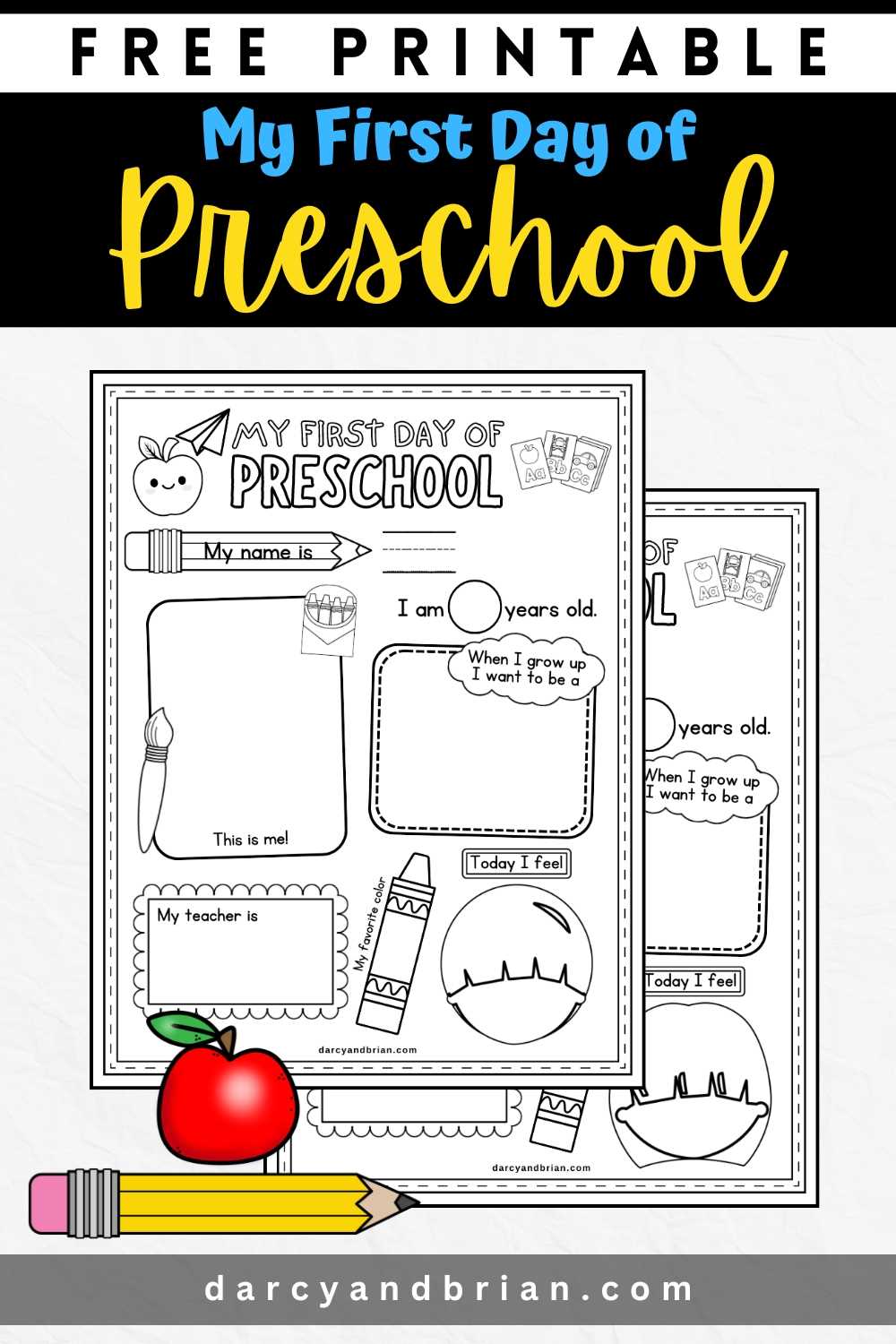 1st day of preschool printable