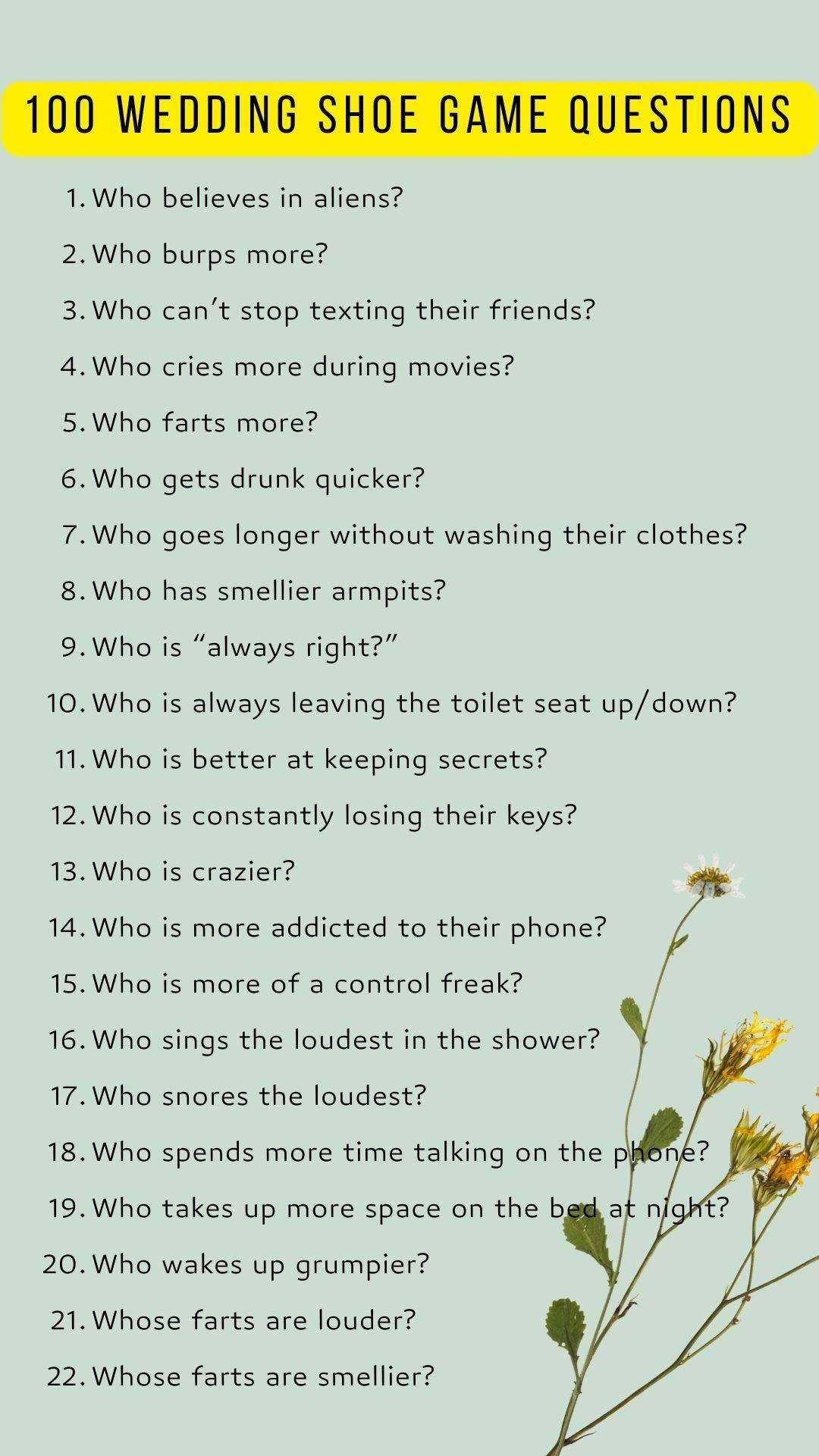 wedding shoe game questions printable