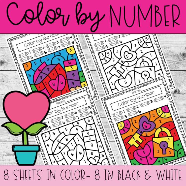 valentine color by number printable