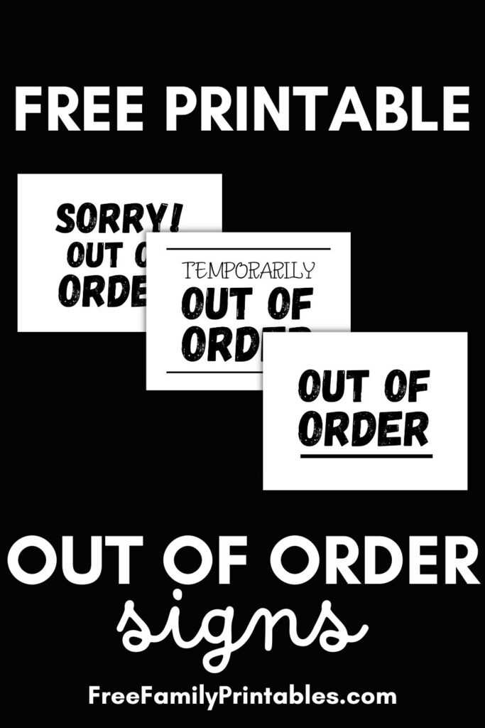 free out of order sign printable