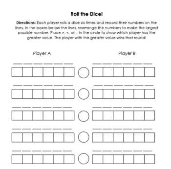 place value games printable