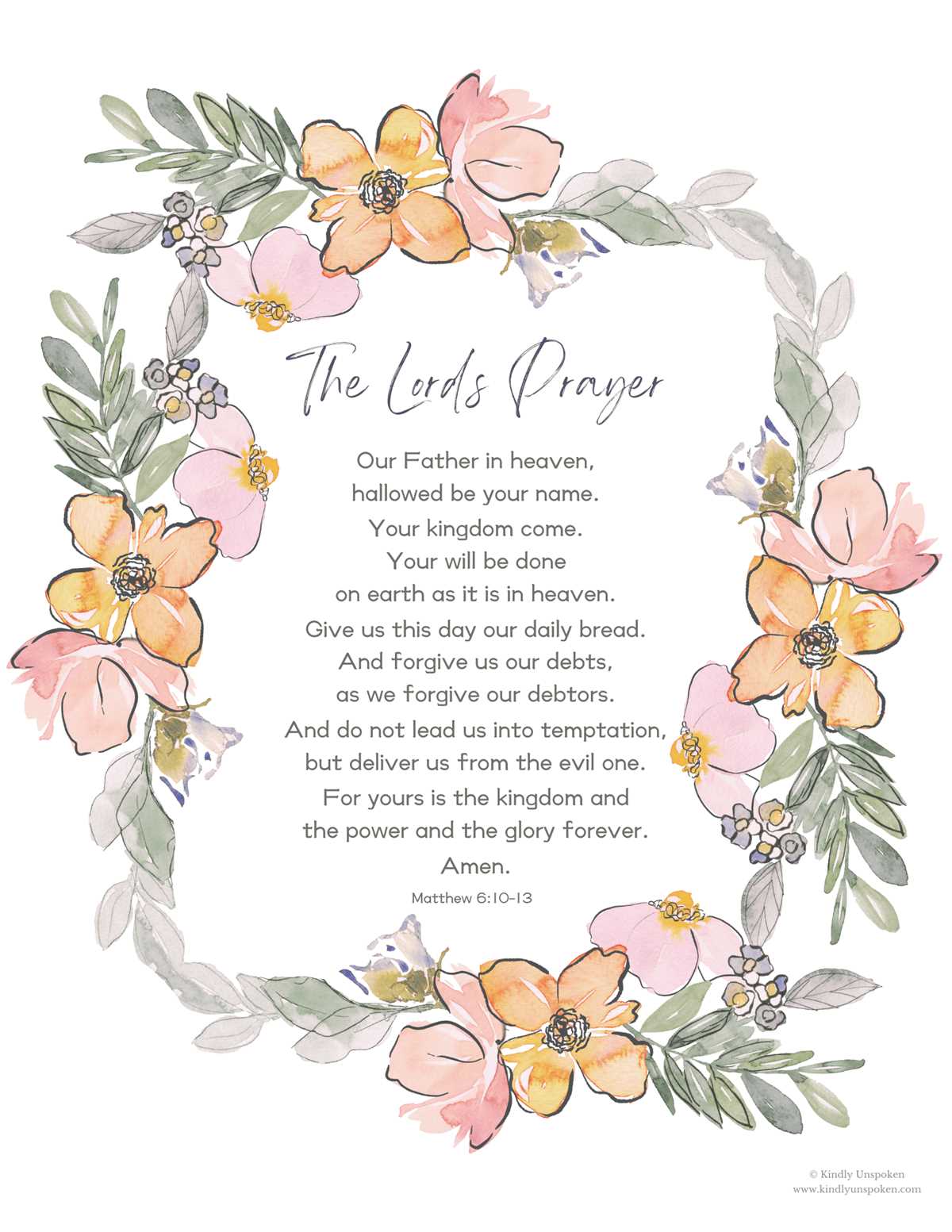 our father prayer printable