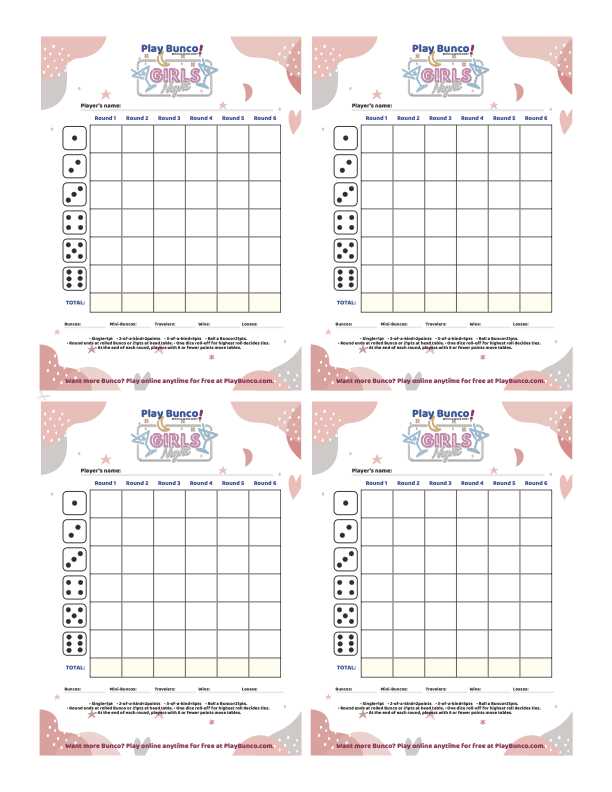 free printable bunco sheets