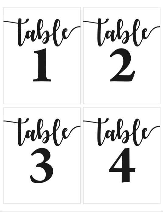table number free printable