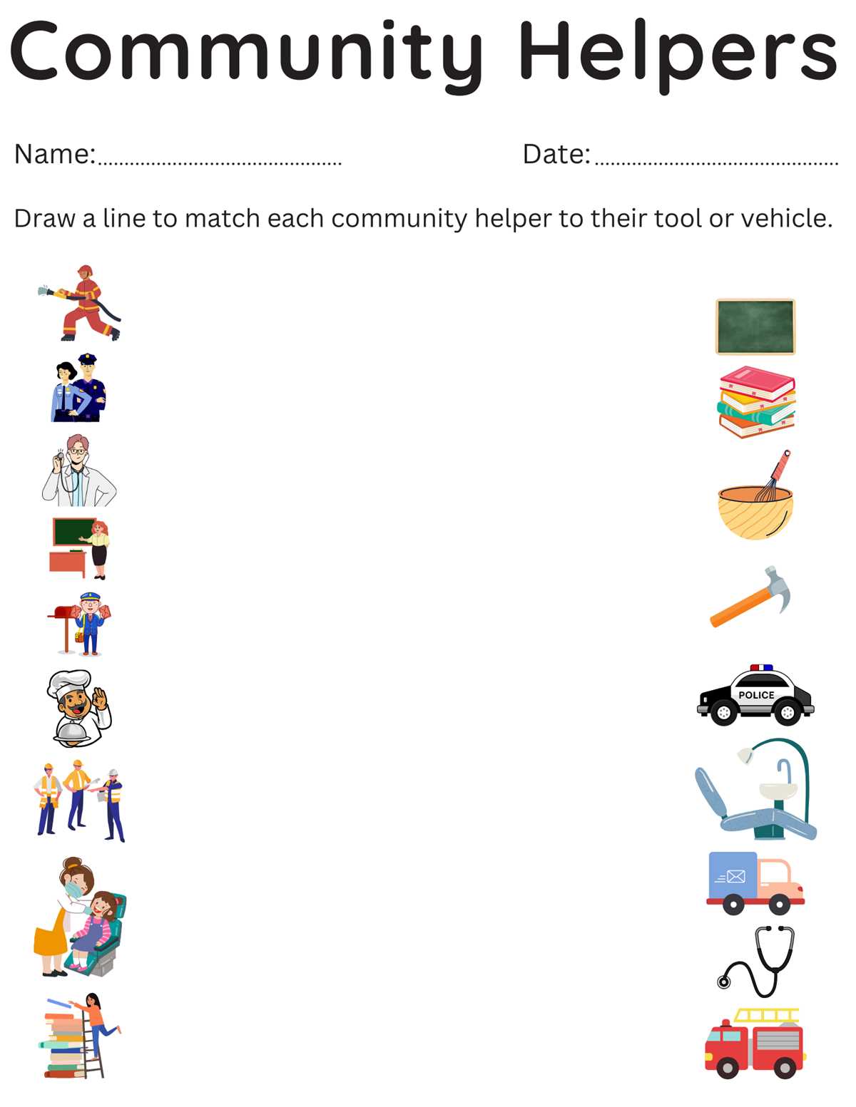 printable community helpers worksheets