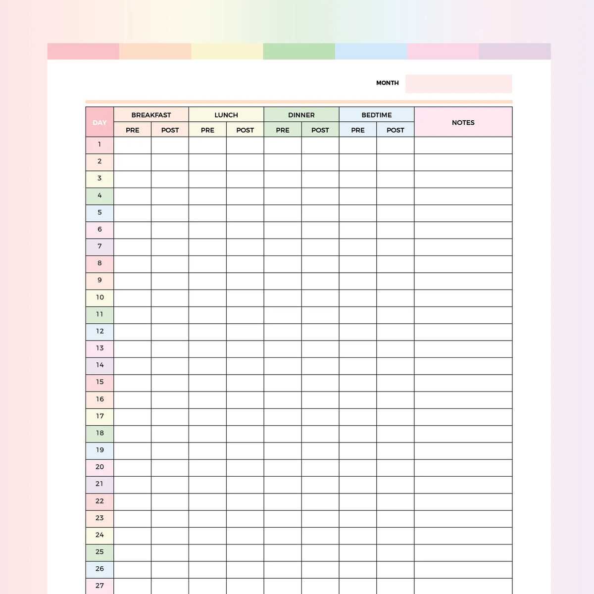 free printable blood glucose log