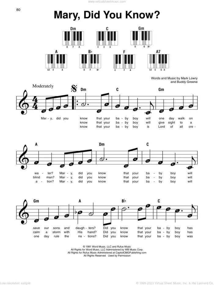 mary did you know free printable sheet music