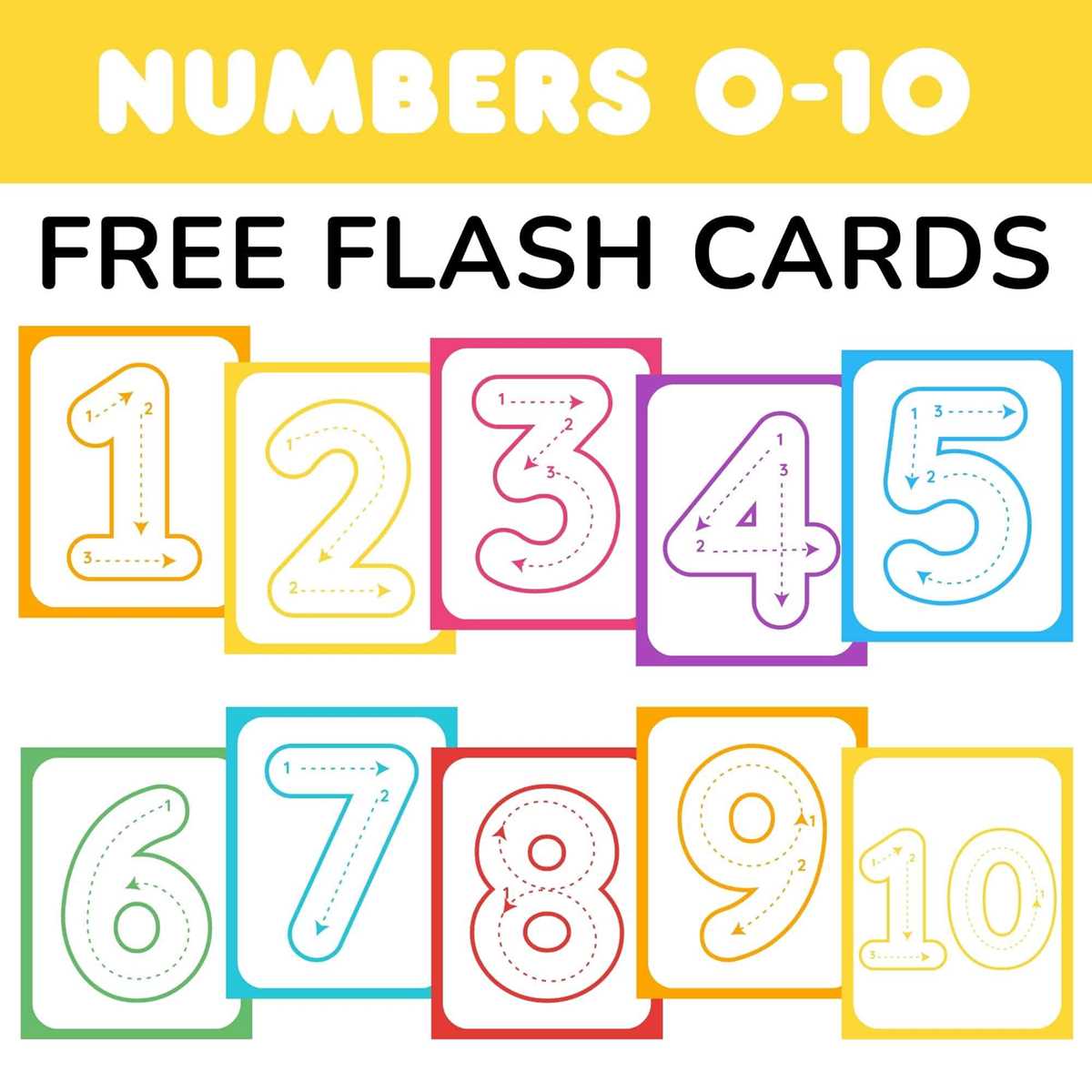 free printable number flashcards