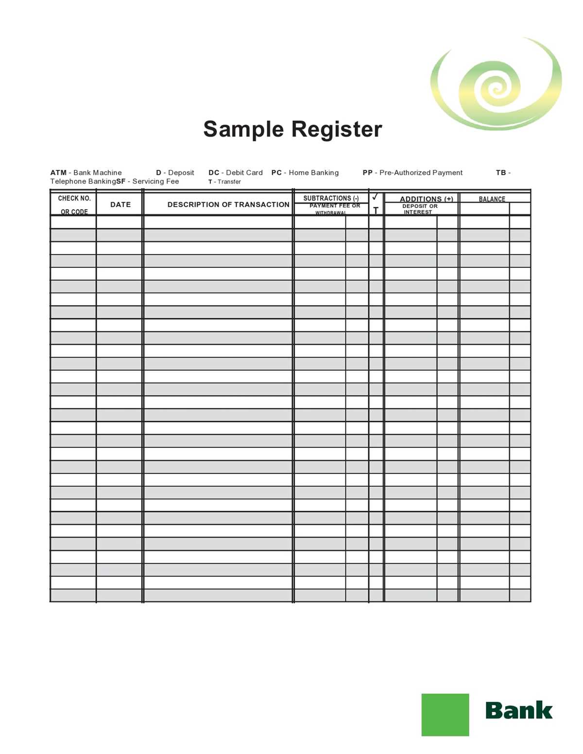 checkbook register printable free