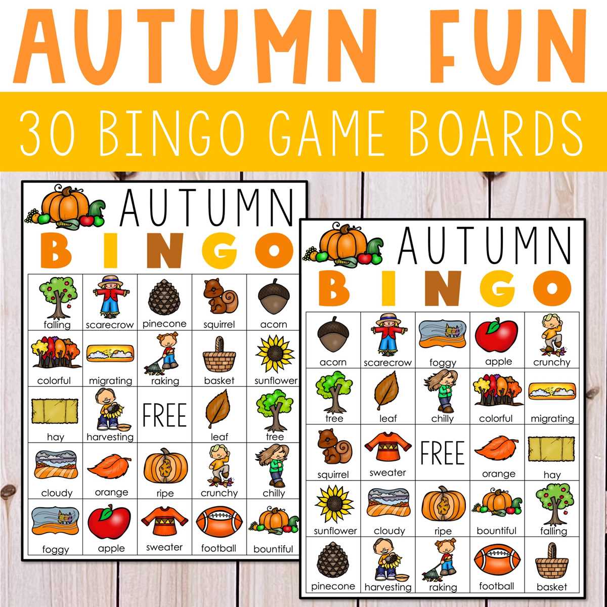 fall bingo free printable