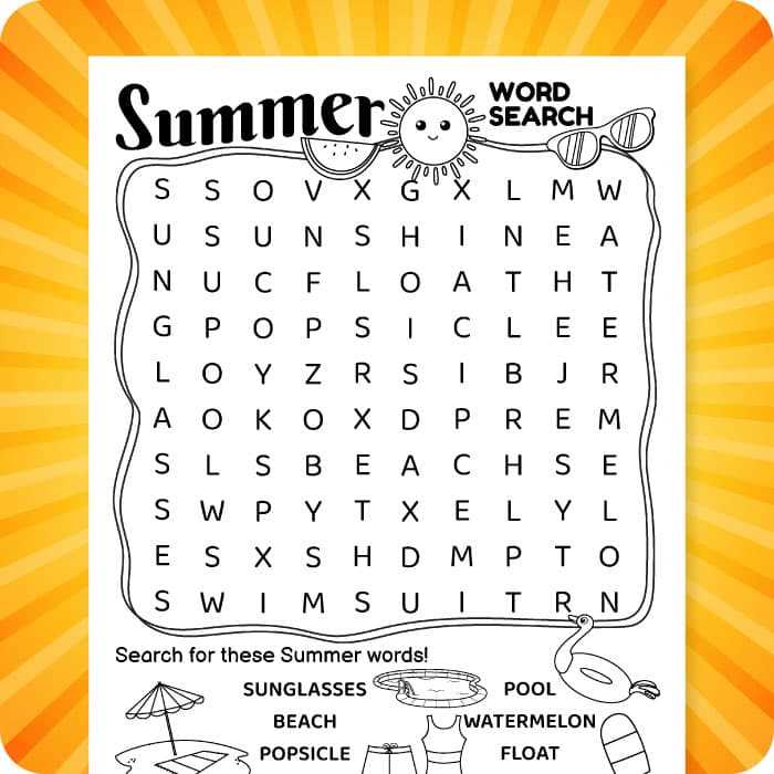 printable word searches summer
