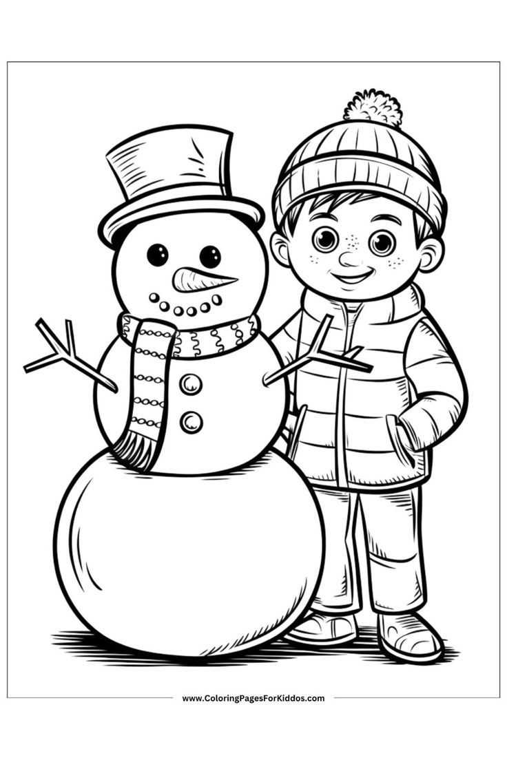 printable coloring pages snowman