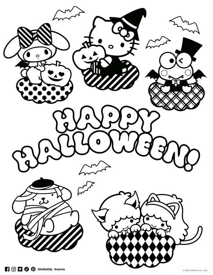 hello kitty halloween coloring pages printable