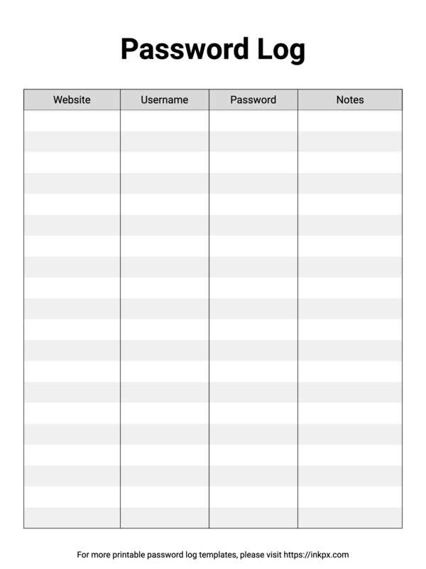 free printable password keeper