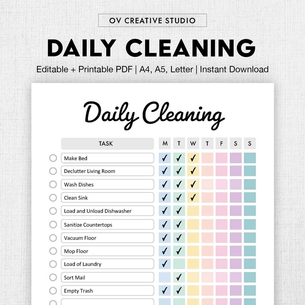 daily cleaning schedule printable